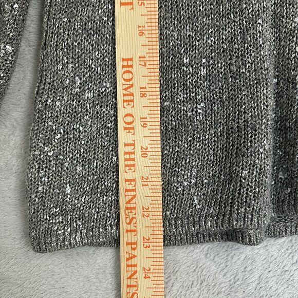 Eileen Fisher Karma Sweater M Silver Gray Metallic Italian Linen Blend Coastal - Picture 8 of 12